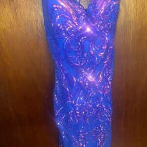 Windsor Blue and Purple Sequin Mini Dress